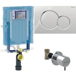 Geberit Gömme Rezervuar Seti (Parlak Krom Panel + Ankastre Stop Valf dahil)