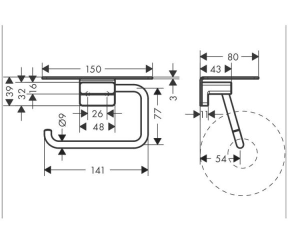 Hansgrohe AddStoris Q Satin Siyah Kapaksız Tuvalet Kağıtlığı 41772670