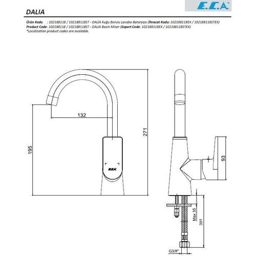 Eca Dalia Lavabo Bataryası Döner Borulu 102188118
