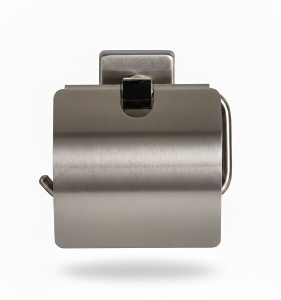 Fırçalı Nikel Kapaklı Kağıtlık - Kare