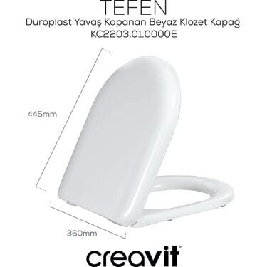 Creavit Tefen Yavaş Kapanır Klozet Kapağı Duroplast KC2203.01.0000E