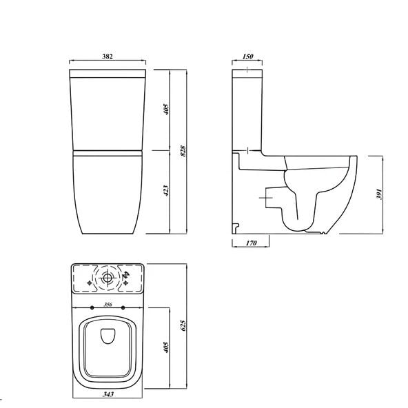 Vitra S25 Square Klozet Takımı (Montaja Hazır Tüm Parçalar Dahil) 9892B003-7201