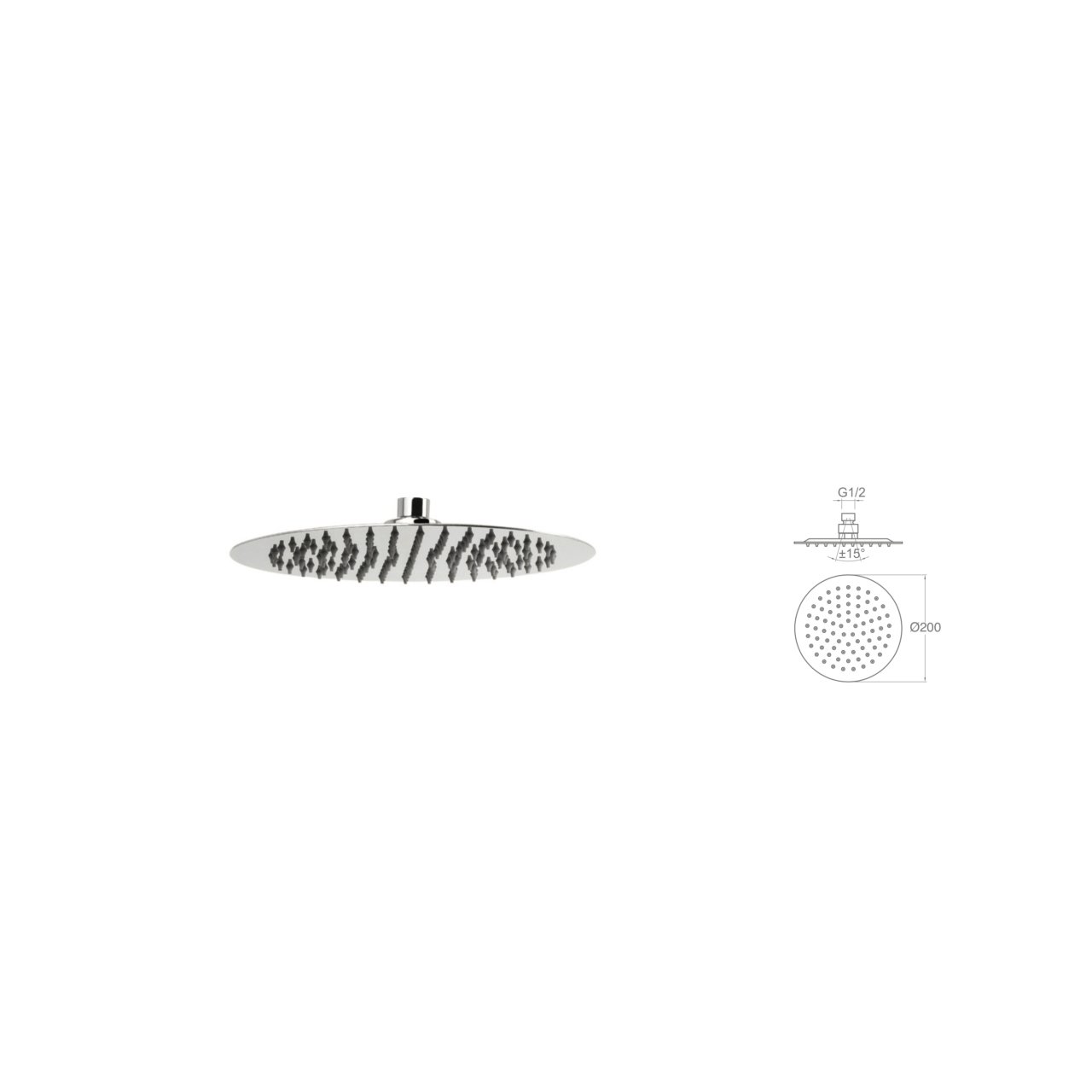 Mistillo Slim 304 Paslanmaz Oval Form Metal Tepe Duşu MTD105