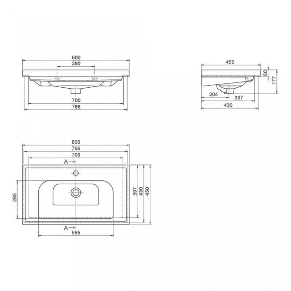Turkuaz Frame 80X45 Etajerli Lavabo 031200-U