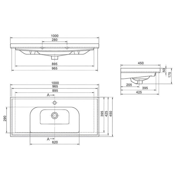 Turkuaz Frame 100X45 Etajerli Lavabo 031400-U