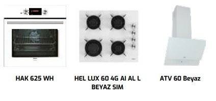 Teka Chef 6 Ankastre Set (HAK 625 WH Fırın + HEL LUX 60 4G AI AL L Beyaz SIM Ocak + ATV 60 Beyaz Davlumbaz)