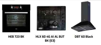 Teka Chef 4 Ankastre Set (HEB 723 BK Fırın + HLX 60 4G AI AL BUT BK (E3) Ocak + DBT 60 Black Davlumbaz)