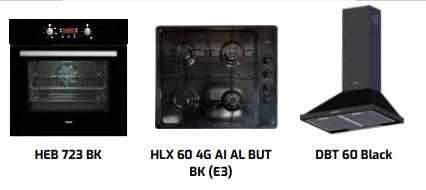 Teka Chef 4 Ankastre Set (HEB 723 BK Fırın + HLX 60 4G AI AL BUT BK (E3) Ocak + DBT 60 Black Davlumbaz)