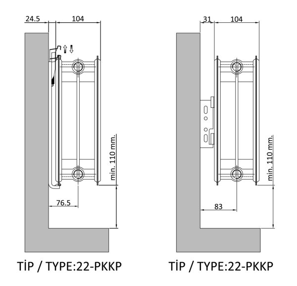 Eca Panel Radyatör Tip 22 Pkkp 600x500