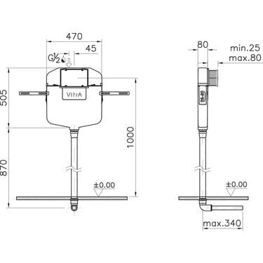 Vitra Gömme Rezervuar Seti - Helataşı (Parlak Krom Panel dahil) 800-1918