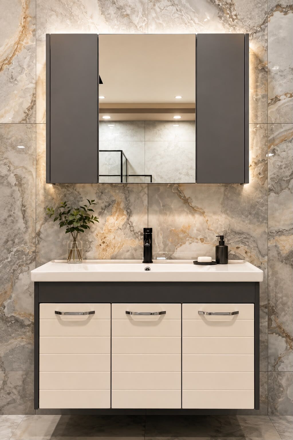 İdeal Barok 100cm Banyo Dolap Takımı