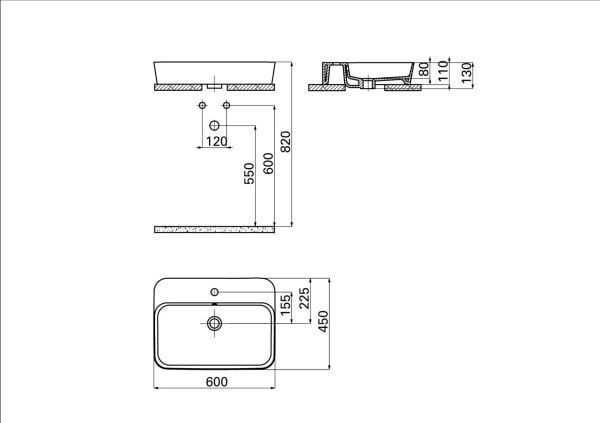 Creavit Loop 45x60 Dikdörtgen Lavabo LP061-00CB00E-0000