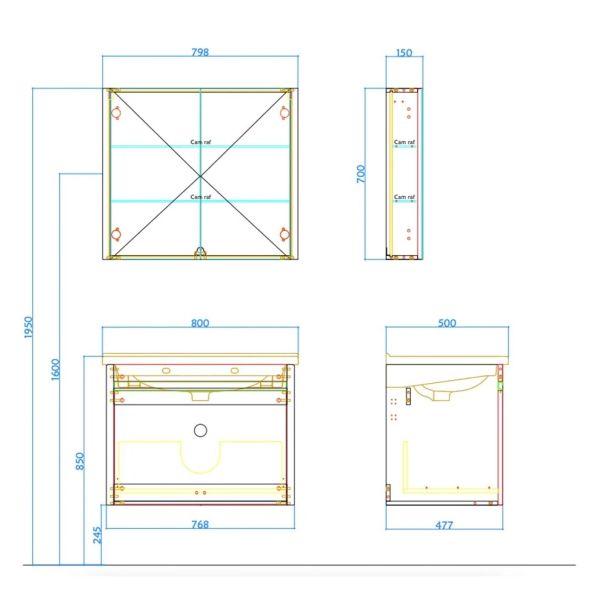 Kale Vista 80cm Mat Beyaz Banyo Dolap Takımı 610100201221
