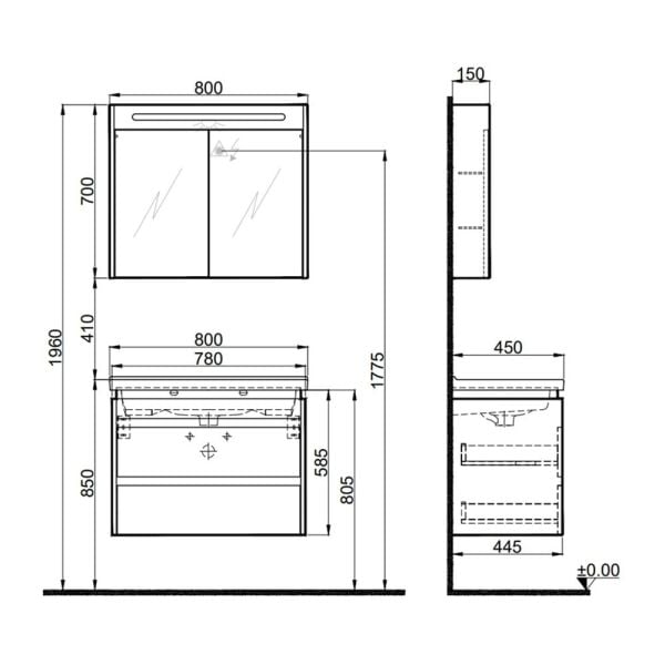 Kale İdea 2.0 65cm Parlak Beyaz Banyo Dolap Takımı 610100200510