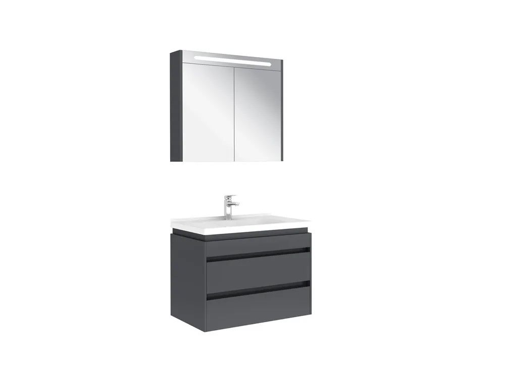 Kale İdea 2.0 80cm Parlak Antrasit Banyo Dolap Takımı 610100200515