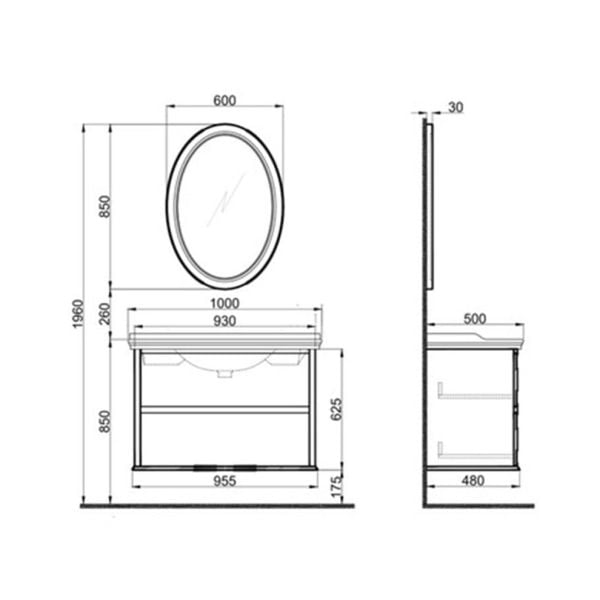 Kale Miro 100cm Mat Beyaz Banyo Dolap Takımı 610100200141