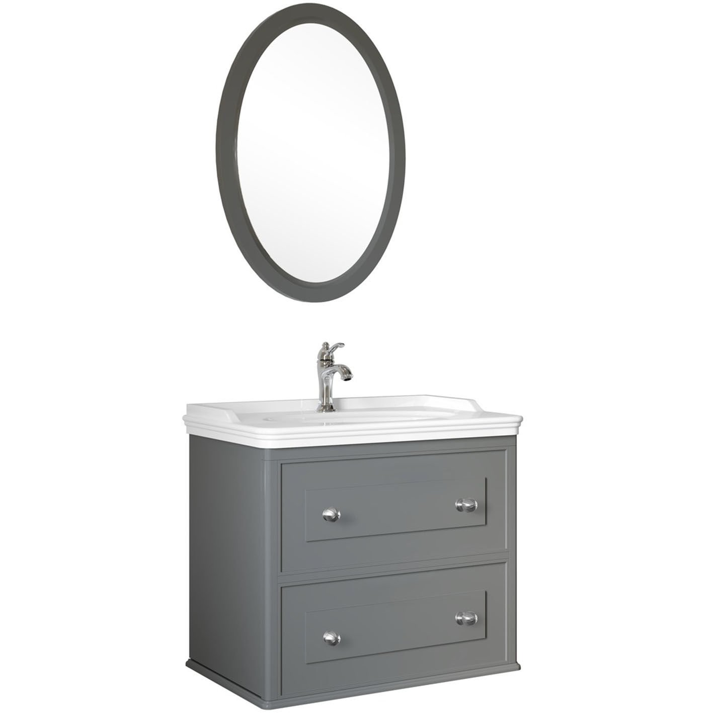 Kale Miro 80cm Mat Gri Banyo Dolap Takımı 610100200138