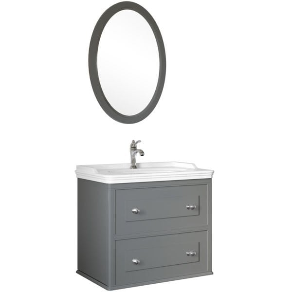 Kale Miro 80cm Mat Gri Banyo Dolap Takımı 610100200138