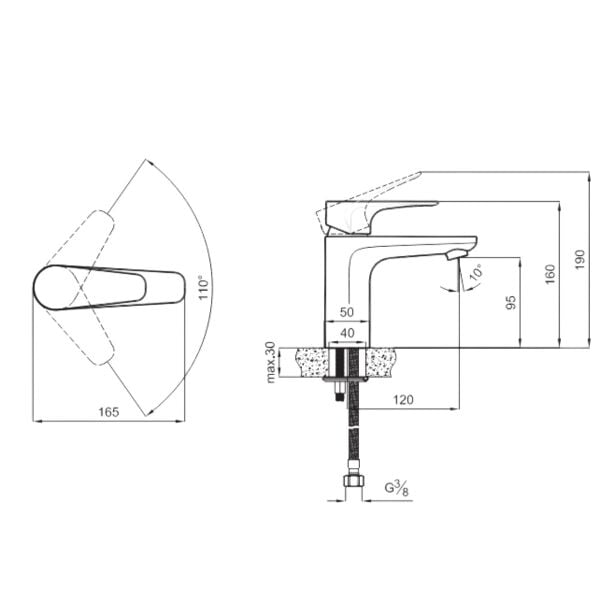 Kale Zero Lavabo Bataryası Siyah 410200500502