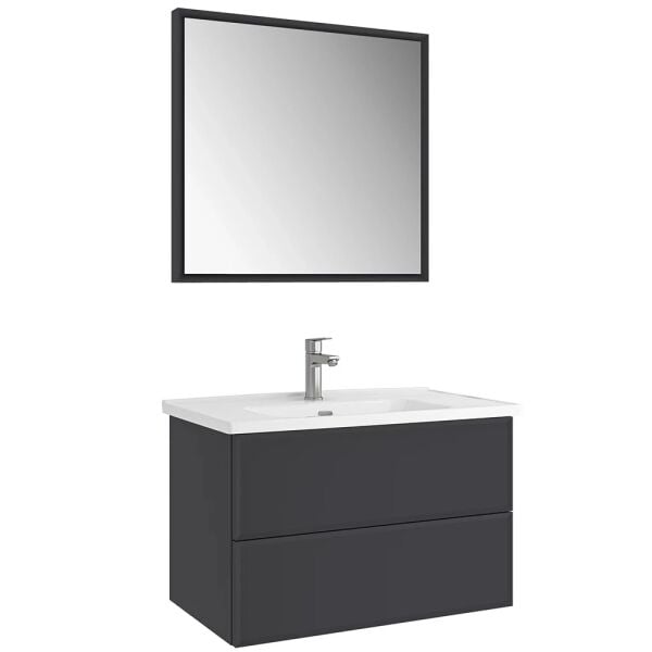Kale Zeta 80cm Mat Antrasit Banyo Seti