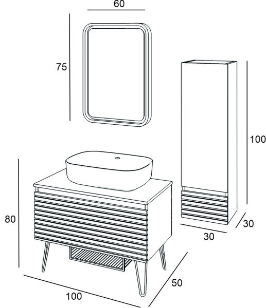 Denko Taylan 100cm Banyo Dolap Takımı