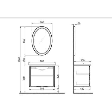 Kale Miro 80cm Mat Beyaz Banyo Seti