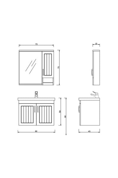 Denko Lotus 80cm Banyo Dolap Takımı