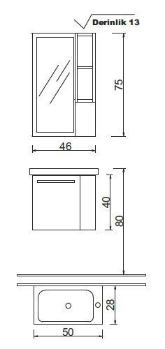 Denko Step 50cm Banyo Dolap Takımı