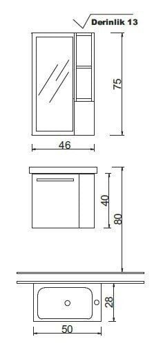 Denko Step 50cm Banyo Dolap Takımı