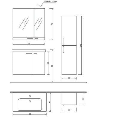 Denko Terra 80cm Banyo Dolap Takımı