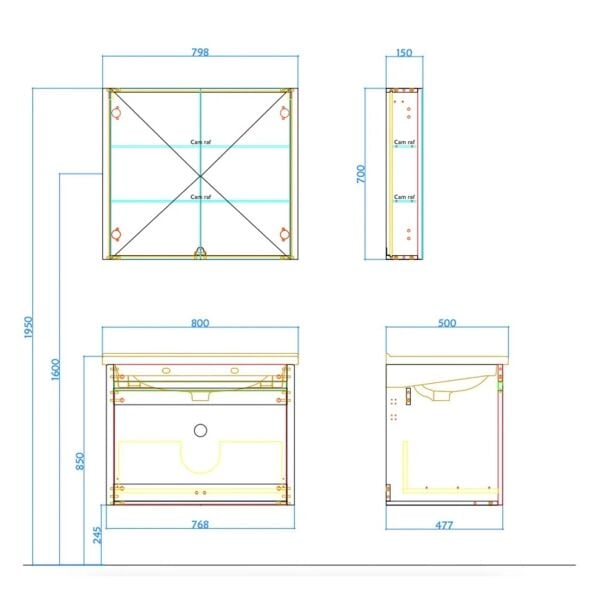 Kale Vista 80cm Mat Beyaz Banyo Seti