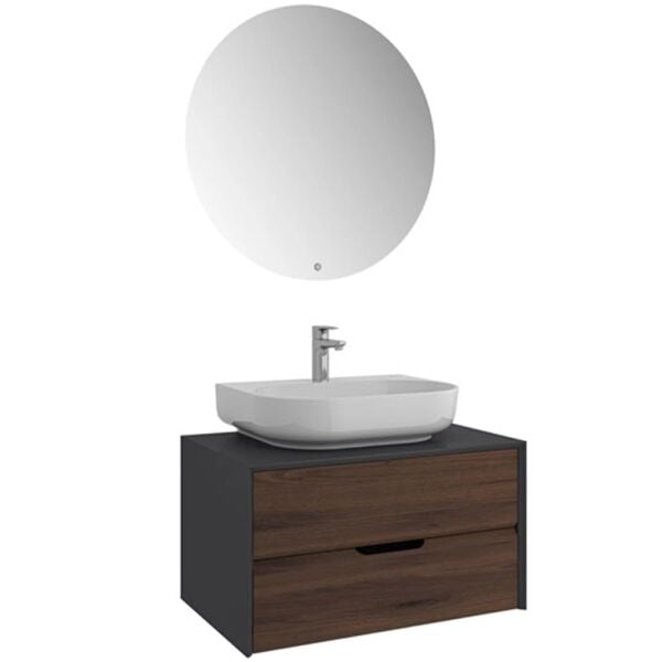 Kale Zero 2.0 80cm Antrasit Ceviz Banyo Seti