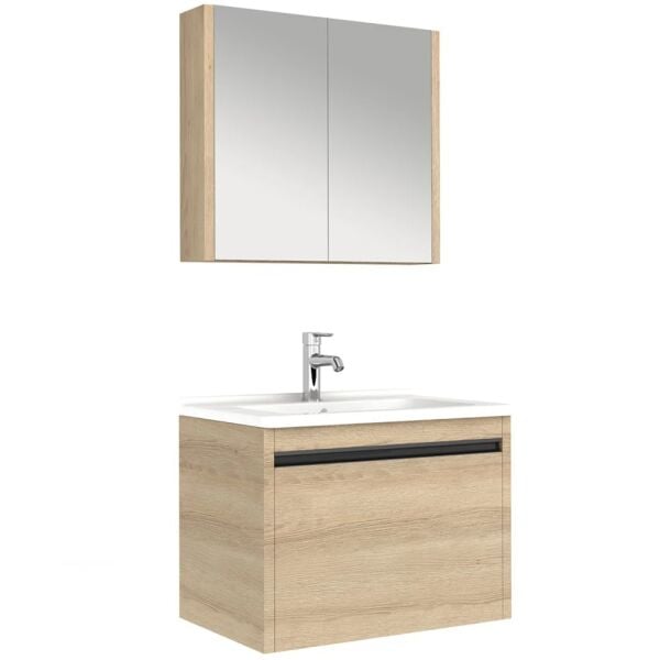 Kale Vista 80cm Koyu Meşe Banyo Seti