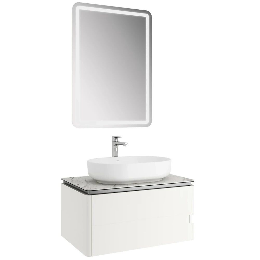 Kale Lotus 80cm Mat Beyaz Banyo Seti