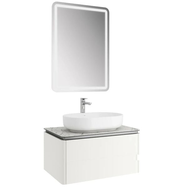 Kale Lotus 80cm Mat Beyaz Banyo Seti