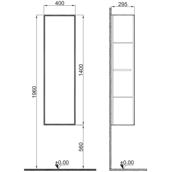Kale Mood 40cm Mat Siyah-Pasifik A Boy Dolabı 310300103351