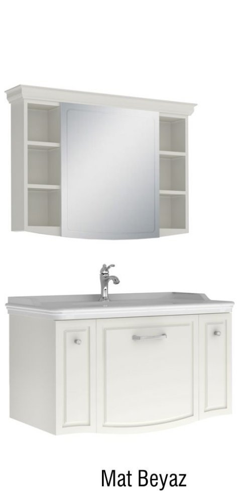 Kale Arte 100cm Mat Beyaz Banyo Dolap Takımı