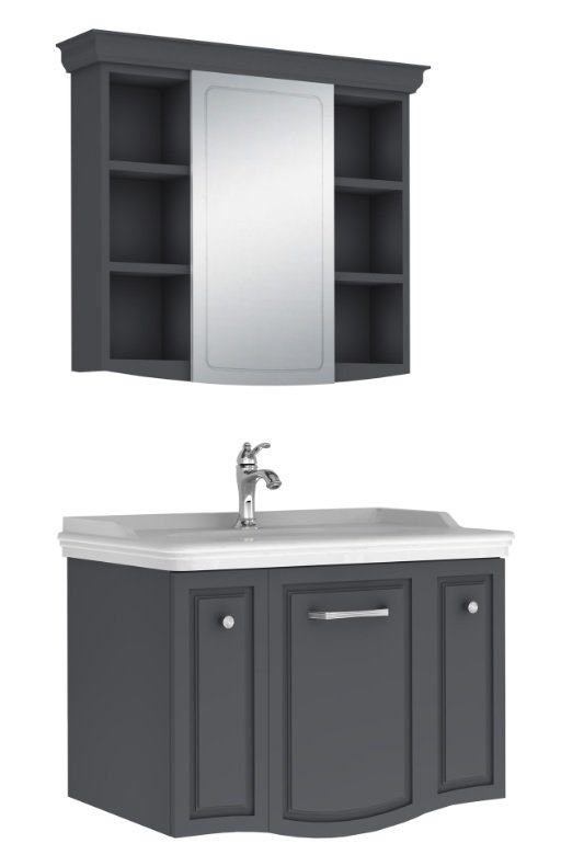 Kale Arte 80cm Mat Antrasit Banyo Dolap Takımı