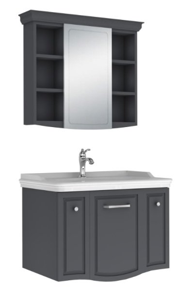 Kale Arte 80cm Mat Antrasit Banyo Dolap Takımı