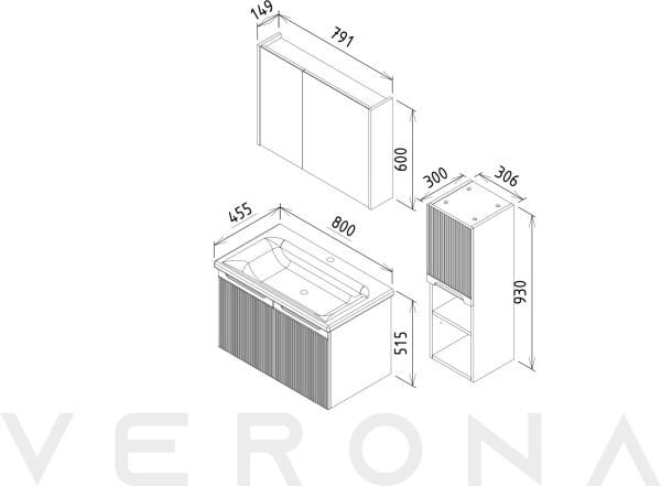 Martat Verona 80cm Banyo Dolap Takımı