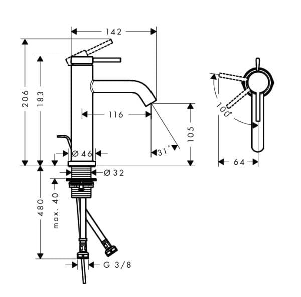 Hansgrohe Tecturis S Lavabo Bataryası - Kumandalı 73310000