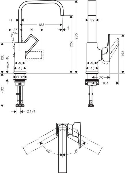 Hansgrohe Metropol Dönerli Lavabo Bataryası - Loop Volan 74511000
