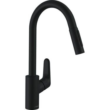 Hansgrohe Focus M41 Satin Siyah Eviye Bataryası - Çekilebilir El Duşlu 31815670