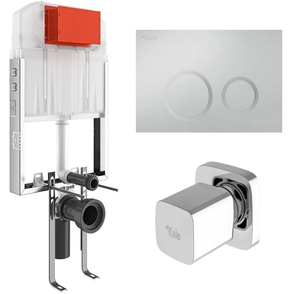 Kale Triton İnce Gömme Rezervuar + Parlak Krom Corro Panel + V200 Ankastre Stop Valf 310200500108
