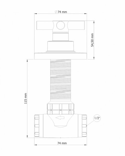Ankastre Ara Kesme Valfi ABS Yuvarlak-Kare Panel 3/4''