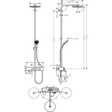 Hansgrohe Pulsify S Termostatik Bataryalı Duş Kolonu 24230000